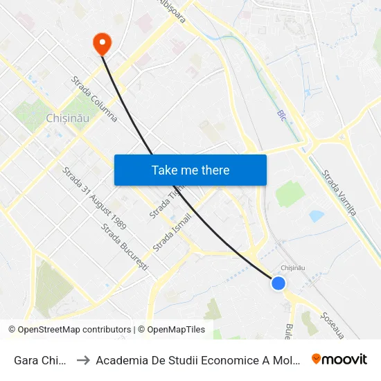 Gara Chișinău to Academia De Studii Economice A Moldovei (Asem) map