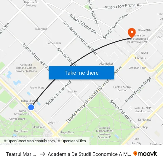Teatrul De Operă Și Balet to Academia De Studii Economice A Moldovei (Asem) map