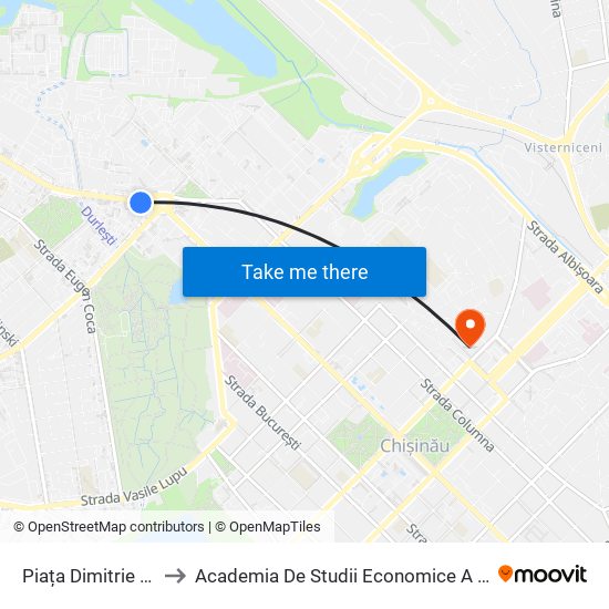 Piața Dimitrie Cantemir to Academia De Studii Economice A Moldovei (Asem) map