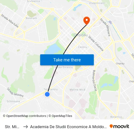 Str. Miorița to Academia De Studii Economice A Moldovei (Asem) map