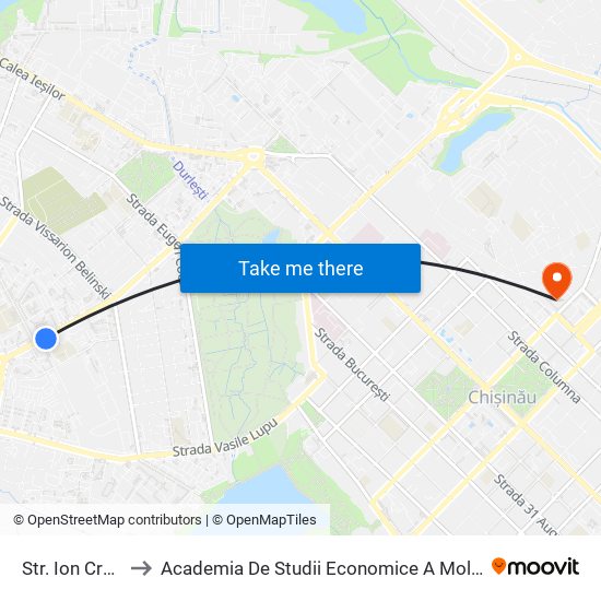 Str. Ion Creangă to Academia De Studii Economice A Moldovei (Asem) map