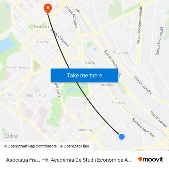 Asociația Franzeluța to Academia De Studii Economice A Moldovei (Asem) map