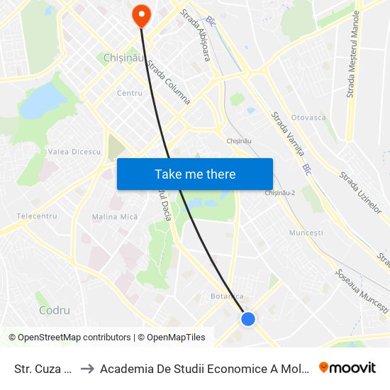 Str. Cuza Vodă to Academia De Studii Economice A Moldovei (Asem) map