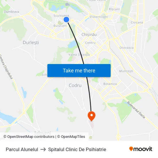 Parcul Alunelul to Spitalul Clinic De Psihiatrie map