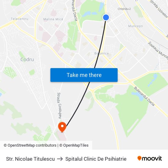 Str. Nicolae Titulescu to Spitalul Clinic De Psihiatrie map