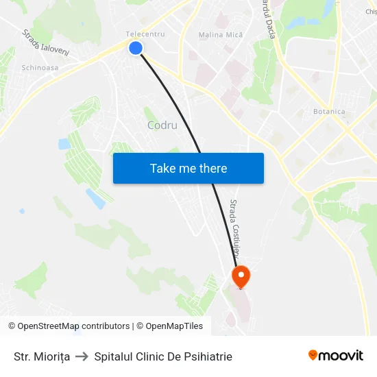 Str. Miorița to Spitalul Clinic De Psihiatrie map