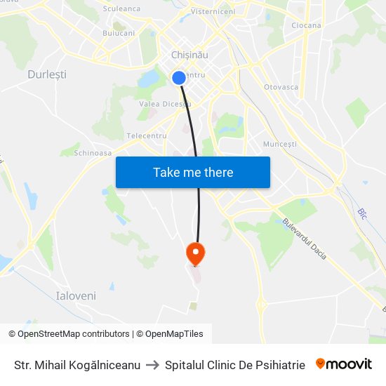 Str. Mihail Kogălniceanu to Spitalul Clinic De Psihiatrie map