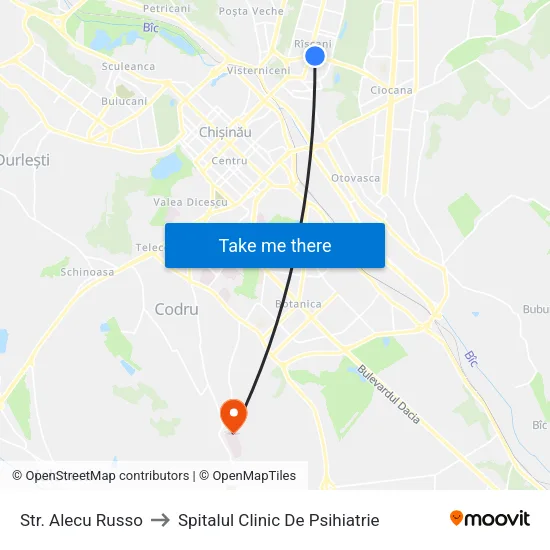 Str. Alecu Russo to Spitalul Clinic De Psihiatrie map