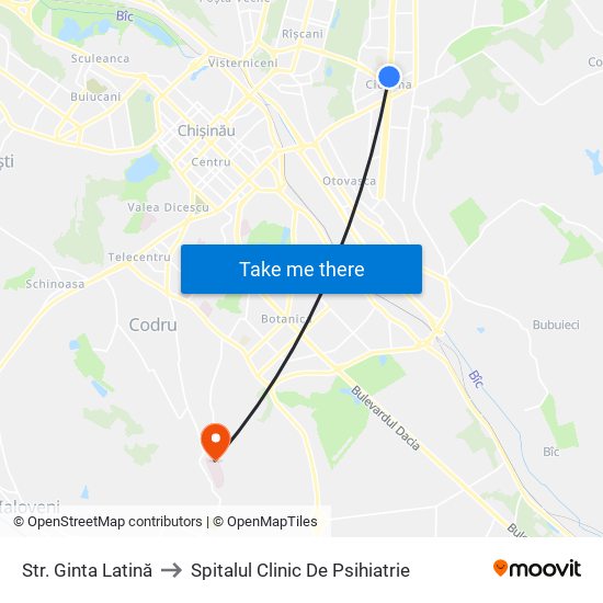 Str. Ginta Latină to Spitalul Clinic De Psihiatrie map