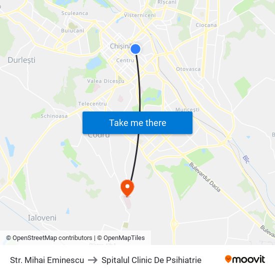 Str. Mihai Eminescu to Spitalul Clinic De Psihiatrie map