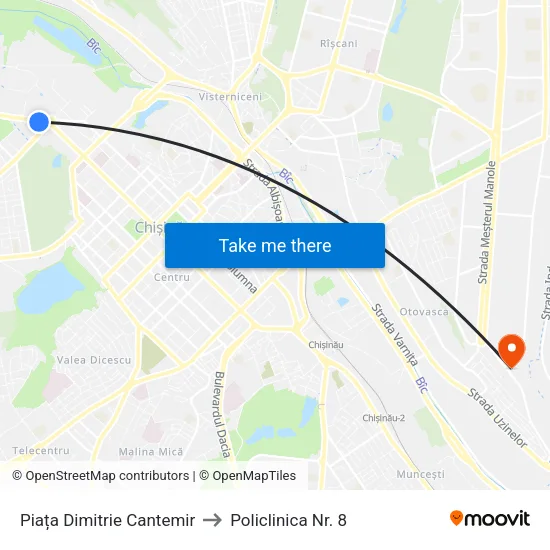 Piața Dimitrie Cantemir to Policlinica Nr. 8 map