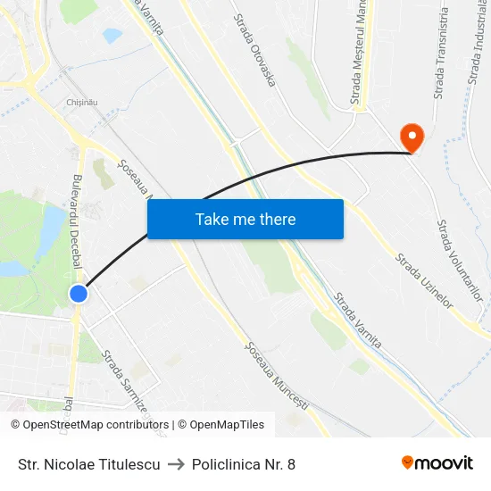 Str. Nicolae Titulescu to Policlinica Nr. 8 map