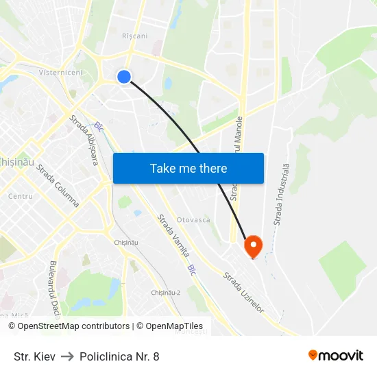 Str. Kiev to Policlinica Nr. 8 map