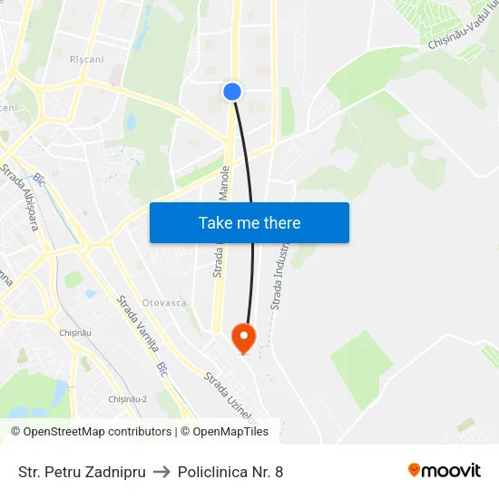 Str. Petru Zadnipru to Policlinica Nr. 8 map