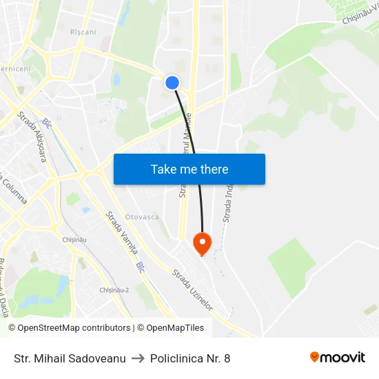 Str. Mihail Sadoveanu to Policlinica Nr. 8 map