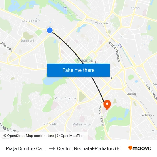 Piața Dimitrie Cantemir to Centrul Neonatal-Pediatric (Blocul «O») map