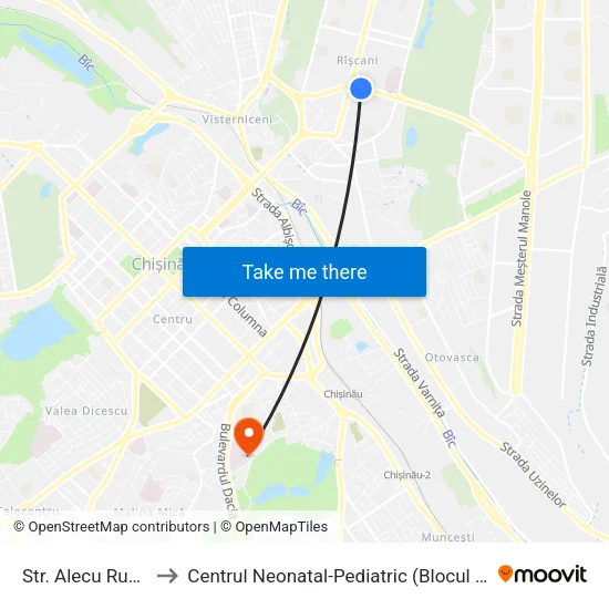 Str. Alecu Russo to Centrul Neonatal-Pediatric (Blocul «O») map