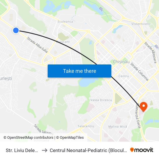 Str. Liviu Deleanu to Centrul Neonatal-Pediatric (Blocul «O») map
