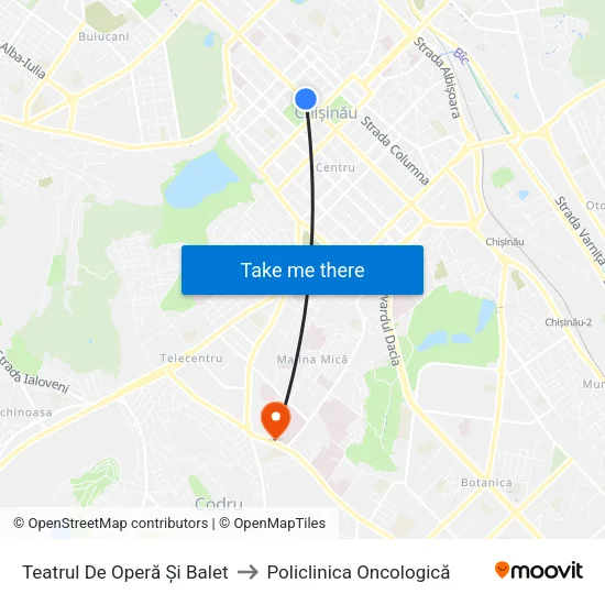 Teatrul De Operă Și Balet to Policlinica Oncologică map