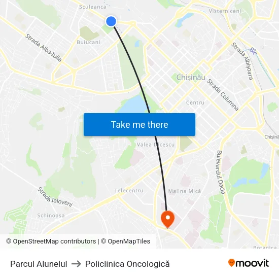 Parcul Alunelul to Policlinica Oncologică map