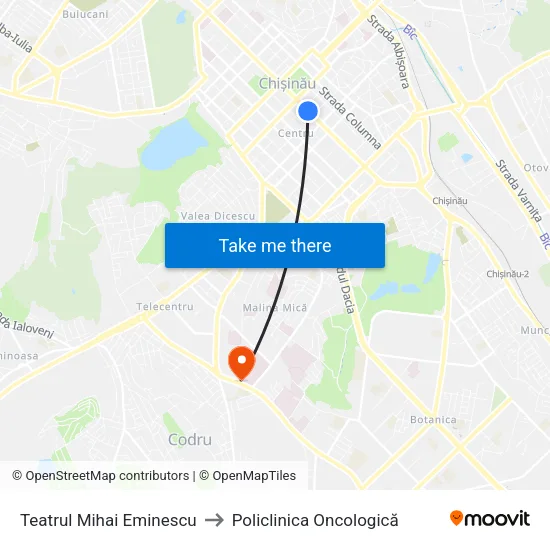 Teatrul Mihai Eminescu to Policlinica Oncologică map