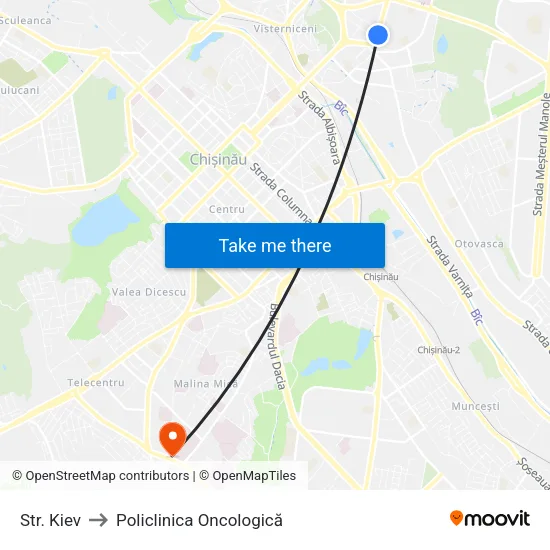 Str. Kiev to Policlinica Oncologică map