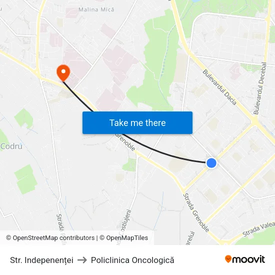 Str. Indepenenței to Policlinica Oncologică map