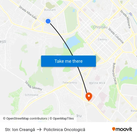 Str. Ion Creangă to Policlinica Oncologică map