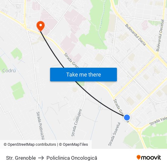 Str. Grenoble to Policlinica Oncologică map