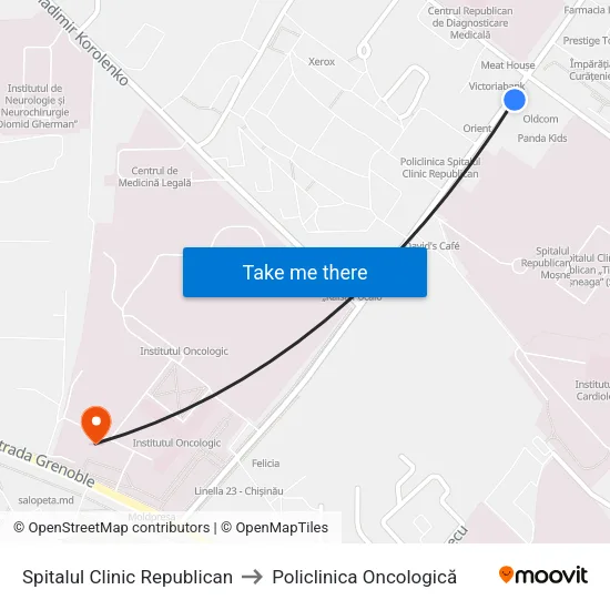 Spitalul Clinic Republican to Policlinica Oncologică map