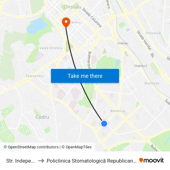 Str. Indepenenței to Policlinica Stomatologică Republicană, Secția Copii map