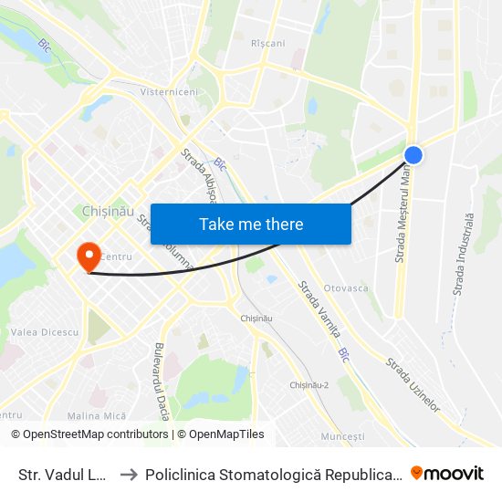 Str. Vadul Lui Vodă to Policlinica Stomatologică Republicană, Secția Copii map