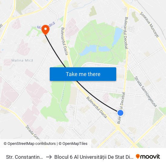 Str. Constantin Brâncuși to Blocul 6 Al Universității De Stat Din Moldova (Usm) map