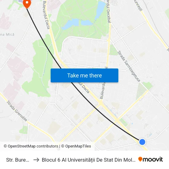 Str. Burebista to Blocul 6 Al Universității De Stat Din Moldova (Usm) map