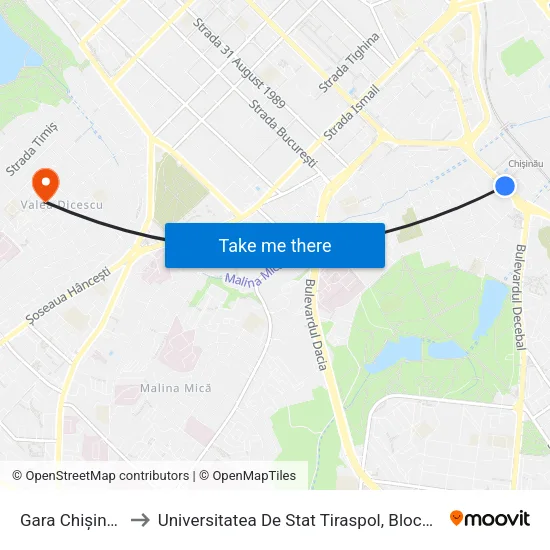 Gara Chișinău to Universitatea De Stat Tiraspol, Blocul 2 map