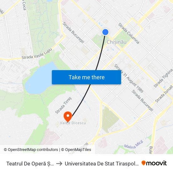 Teatrul De Operă Și Balet to Universitatea De Stat Tiraspol, Blocul 2 map