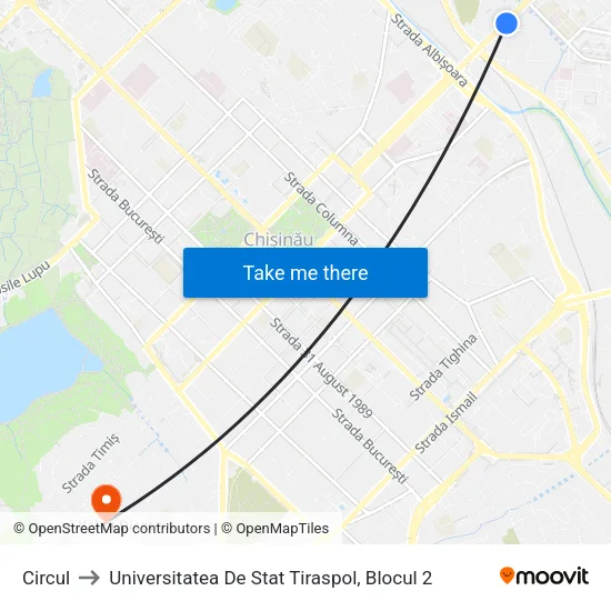 Circul to Universitatea De Stat Tiraspol, Blocul 2 map