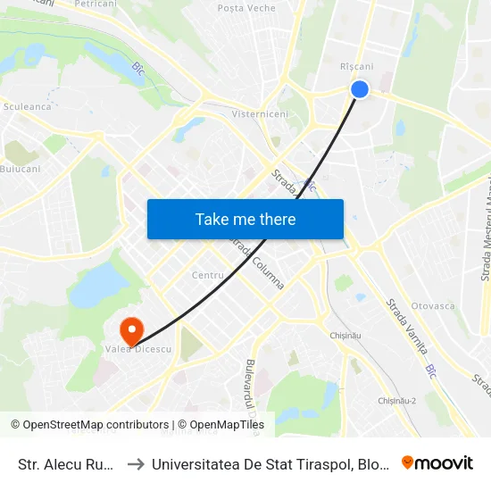 Str. Alecu Russo to Universitatea De Stat Tiraspol, Blocul 2 map