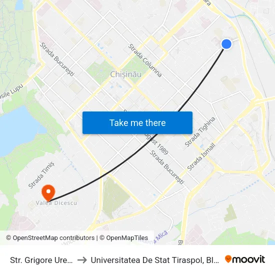 Str. Grigore Ureche to Universitatea De Stat Tiraspol, Blocul 2 map