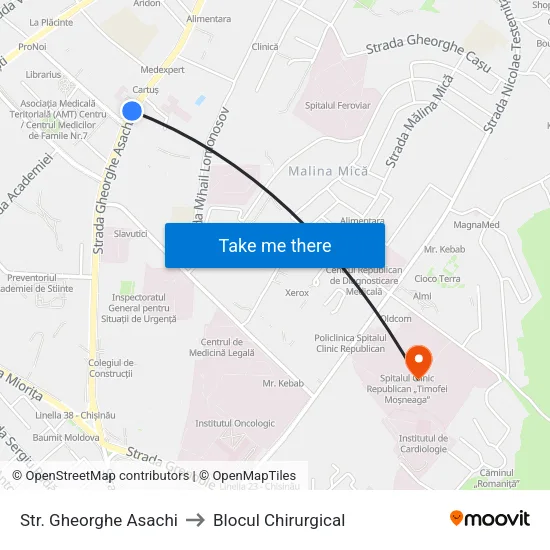 Str. Gheorghe Asachi to Blocul Chirurgical map