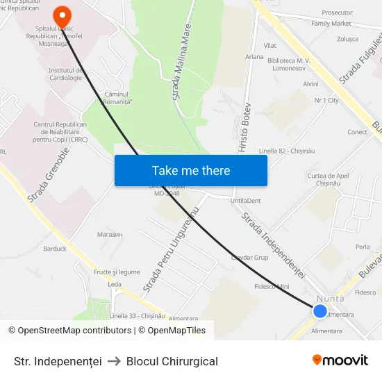Str. Indepenenței to Blocul Chirurgical map