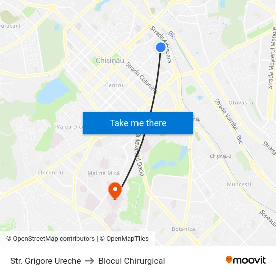 Str. Grigore Ureche to Blocul Chirurgical map