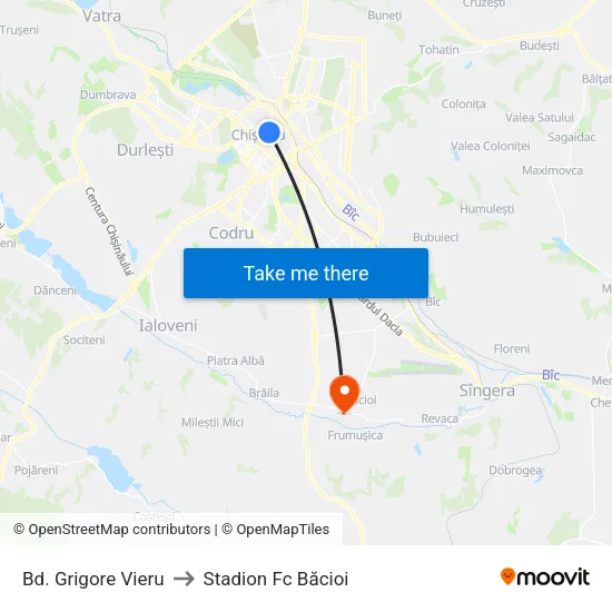 Bd. Grigore Vieru to Stadion Fc Băcioi map