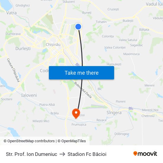 Str. Prof. Ion Dumeniuc to Stadion Fc Băcioi map