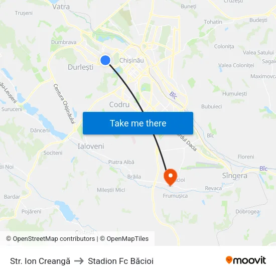 Str. Ion Creangă to Stadion Fc Băcioi map