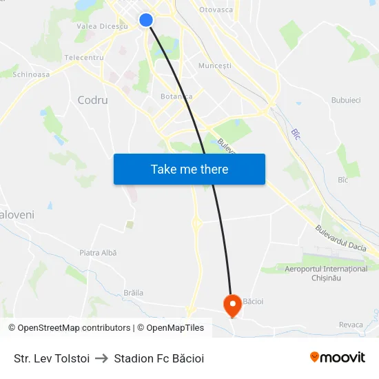 Str. Lev Tolstoi to Stadion Fc Băcioi map