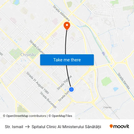 Str. Ismail to Spitalul Clinic Al Ministerului Sănătății map