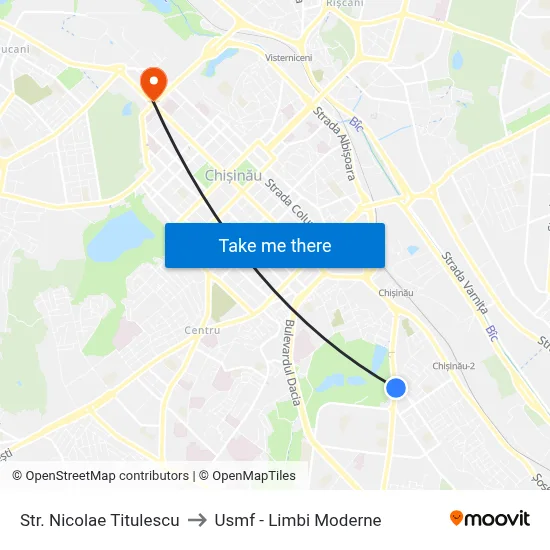 Str. Nicolae Titulescu to Usmf - Limbi Moderne map
