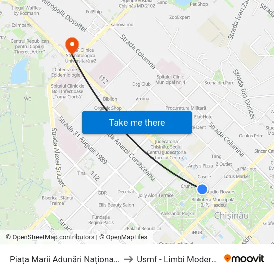 Piața Marii Adunări Naționale to Usmf - Limbi Moderne map