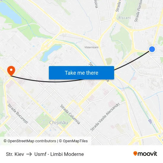 Str. Kiev to Usmf - Limbi Moderne map